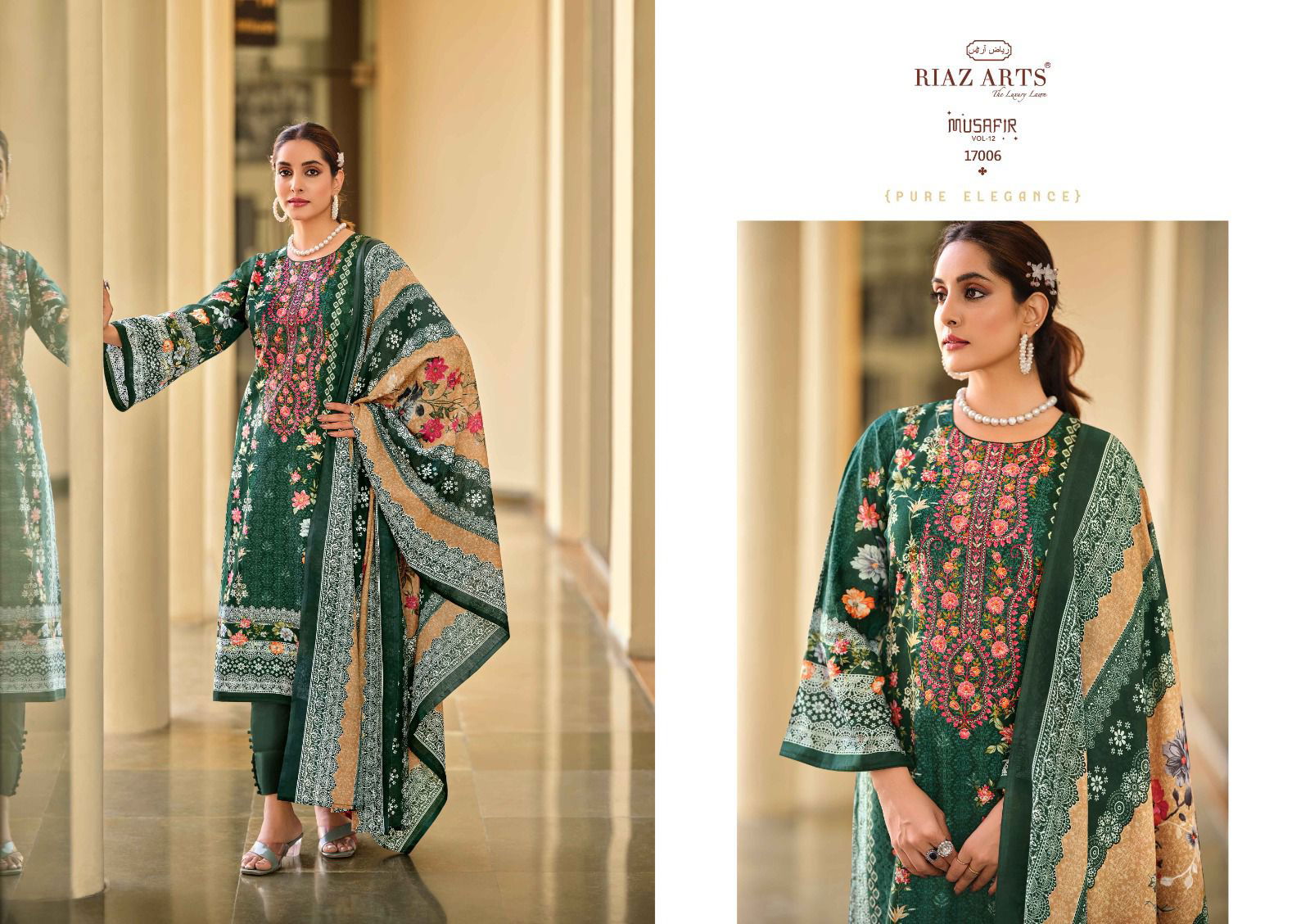 Musafir Vol 12 By Riaz Arts Printed Karachi Cotton Dress Material Wholesale Shop In Surat
